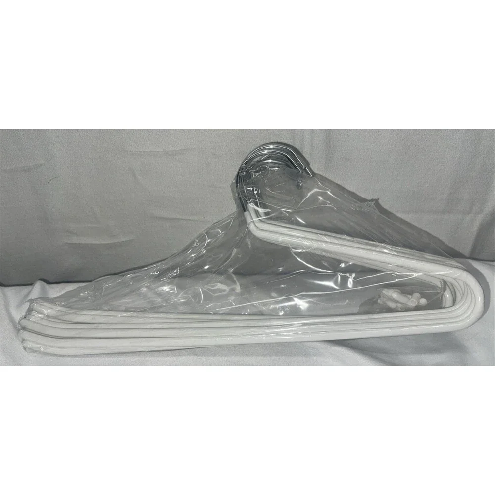 ANTI SLIP METAL HANGERS 10 WHITE RUBBER TIPS 12.5